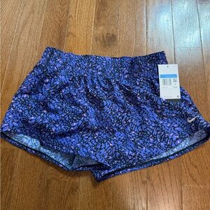 Nike Women's Athletic Shorts in Blue and Black Pattern